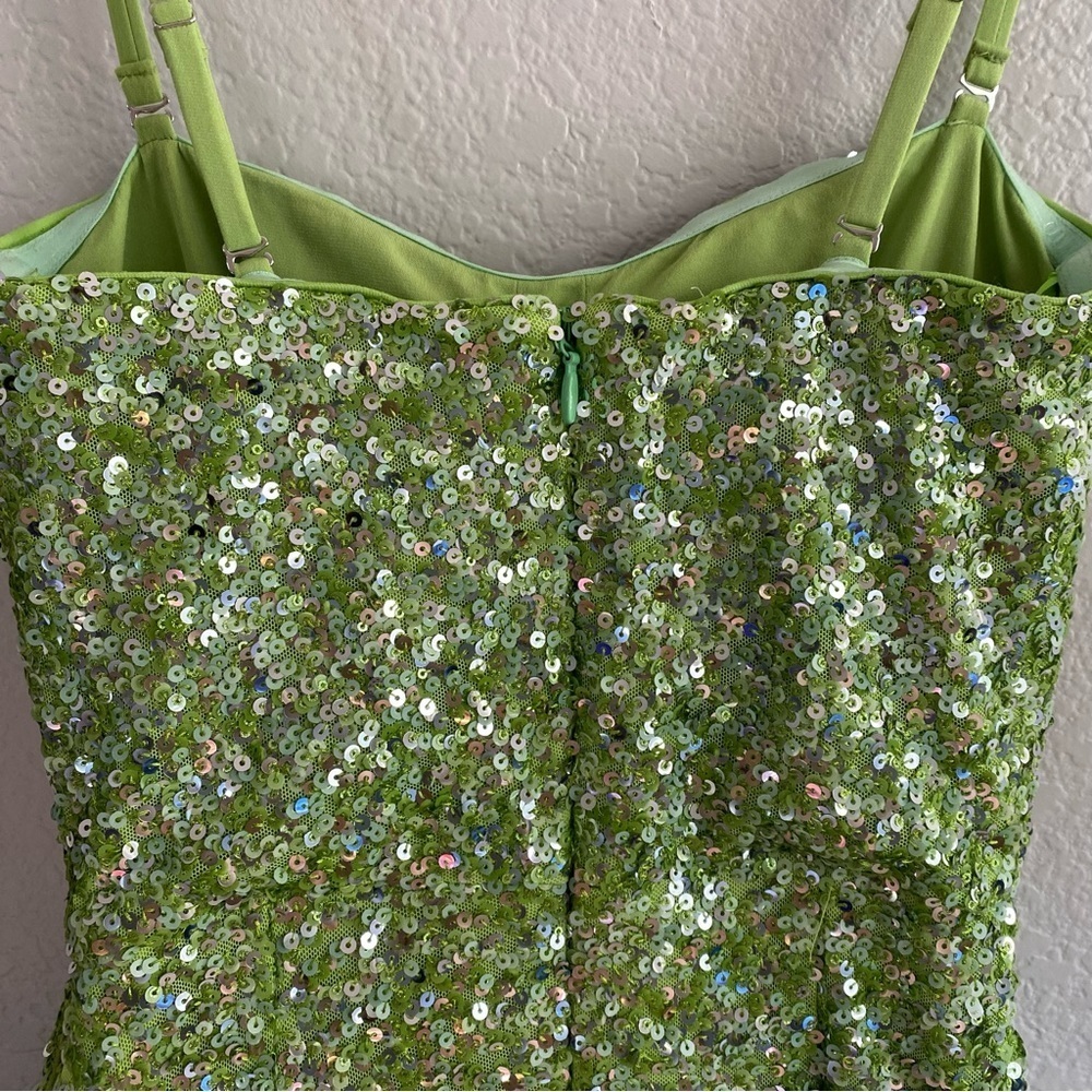 Dress The Population Kai Strapless Sequin Gown Dress Size S Lime Green New - Picture 4 of 15
